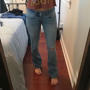 American Eagle Distressed Light Wash Bootcut Jeans